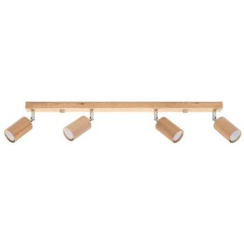 Lámpara de Techo BERG 4 Focos Madera Natural GU10 Sollux Lighting Plafón Wood Spot Bar Peach Puff 20cm