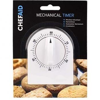 Temporizador Mecánico Clásico Chef Aid de 60 Minutos, Blanco con Marcaciones Claras y Sonido Fuerte