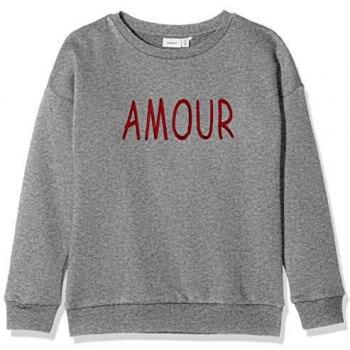 NAME IT Nkfnashina LS Sweat BRU Sudadera, Gris