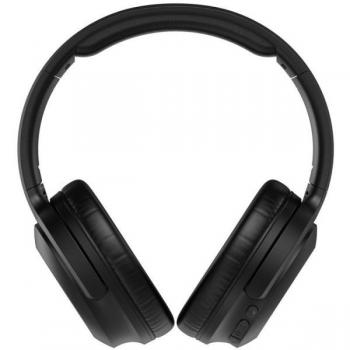 Muvit For Change Cascos Estéreo ANC Plegables con Cancelación de Ruido Activa, Adaptadores y Funda de Viaje Negra