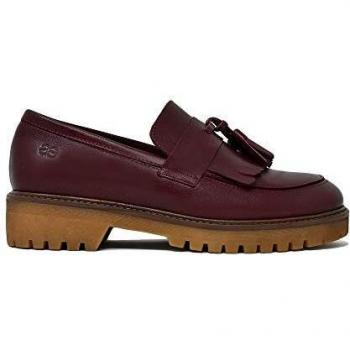 Mocasin Flecos en Piel Burdeos