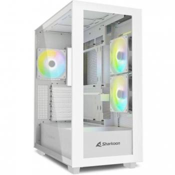 Caja de PC Sharkoon Rebel C60 RGB ATX con 2 puertos USB 3.0, 1 puerto Type-C, TRRS, 2 paneles de vidrio templado y 4 ventiladores ARGB PWM de 120