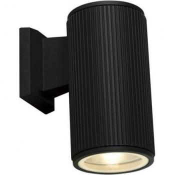 Foco Exterior Aluminio Negro Cristal 1 bombilla 21,5cm - Aplique de pared moderno para exteriores, fabricado en aluminio negro con difusor de vidrio transparente, compatible con bombillas E27 y dimensiones de