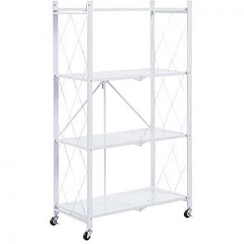 Estantería Metálica Plegable Catterhouse Kim 122 - 71,5x36x122,5 cm con Ruedas y 4 Baldas, Soporta hasta 160 kg, Color Blanco