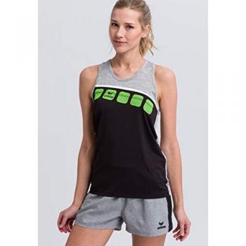 Erima Women's Tank Top 5-C Sleeveless T-shirt Black/Grey Marl/White Size 44