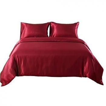 Hotniu Juego de Ropa de Cama Satinado, Juego de Funda de Satin para edredón, Juego de Sábanas Conjunto, Kit de Cama de Edredón Satén