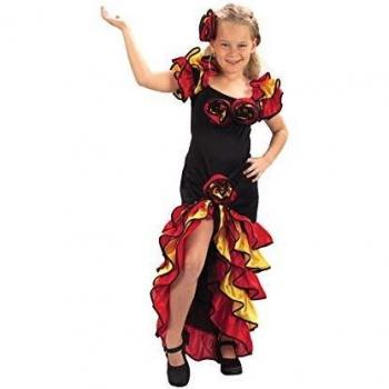 Disfraz de Sevillana o Rumbera. Talla: de 2 a 4 años. Incluye Vestido y Flor del Pelo.
