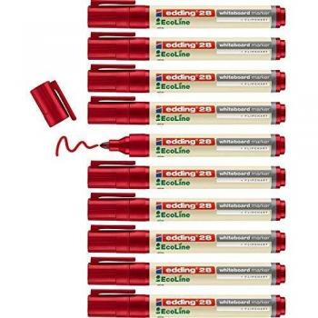 Rotulador edding 28 para pizarra blanca Ecoline 90% reciclado color rojo