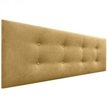 Cabecero Tapizado de Tela Aqualine Mostaza con 2 Hileras de Botones (145x50cm) para Camas 120/135/140