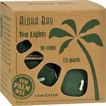 ALOHA BAY - Palm Wax Unscented Tea Lights Green - 12 x 0.7 oz. Candles