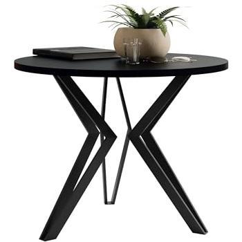 Mesa de Centro Dearborn 105, Redonda, Aglomerado Laminado Negro, Diámetro 65cm