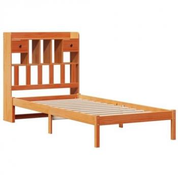 Sofá con estantería sin colchón madera maciza marrón 90x200 cm, Cama, Muebles de Dormitorio, Cama con Almacenamiento, Cama Individual