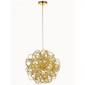 Lámpara colgante Cassidy Gold 6 bombillas 48cm, esférica entrelazada, aluminio, 6 luces G9 dorado