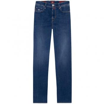 Tramarossa Blue Cotton Straight Jeans for Men - W32 with Customizable Initials Detail