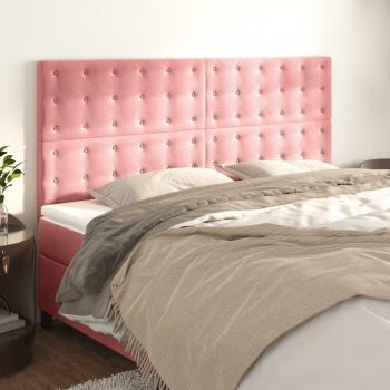 Cabeceros de terciopelo rosa 100x5x78/88 cm - 4 unidades vidaXL