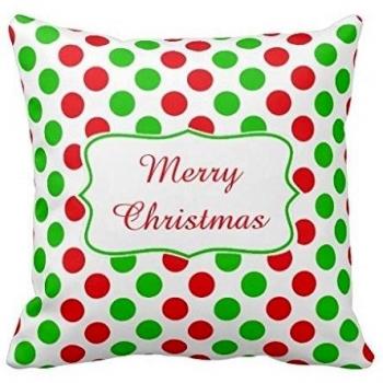 whiangfsoo rojo y verde Navidad manta almohadas diseño de lunares, 26x 26 #Whiangfsoo-01