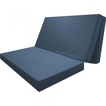 Colchón Plegable Viscoelástico Azul 120x190 cm para Camper y Cama de Invitados, Núcleo D28 kg/m3 con 3 cm de Visco Desenfundable