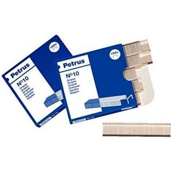 Petrus Grapas, 10 hojas, Largo 4 mm, 1000 grapas, Modelo 10, 55706