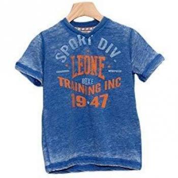 Leone - Camiseta de Manga Corta para niños de Entrenamiento de Boxeo - Azul Real