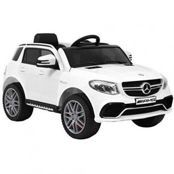 vidaXL Coche para Niños Modelo GLE63S Plástico Juego Vehículo Eléctrico de Juguete para Montarse Exterior Aire Libre Uso Doméstico Radio USB Blanco