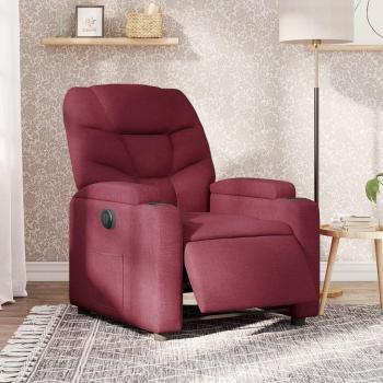 Sillón reclinable eléctrico en tela rojo tinto Vidaxl