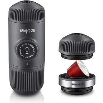 Cafetera portátil Nanopresso Wacaco con adaptador para cápsulas NS y café molido