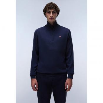 Jersey de Hombre Napapijri Damavand de Lana Merino Azul Marino con Media Cremallera Talla M