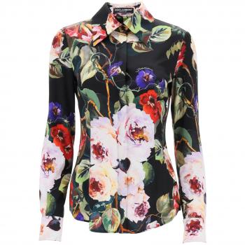 Dolce & Gabbana Roseto Satin Shirt - Female, Multicolor, Size: S (42)
