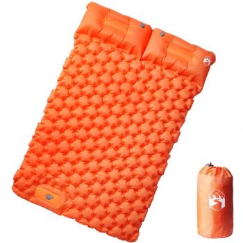 Colchón de camping automontado con almohadas 2 personas Naranja