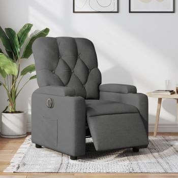 Sillón reclinable eléctrico de tela gris oscuro Vidaxl