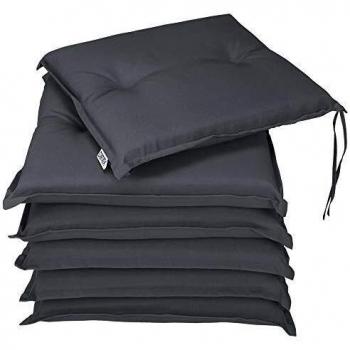 Cojines Boston Detex 6 unidades para sillas, almohadillas de asientos lavables 43x39x5cm, color gris antracita