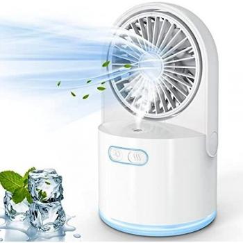 Mini USB Ventilador Con Agua de Mesa, Pequeños Silencioso y Potente, 3 Velocidades y Con Recargable Batería, Ventilador Flexible Portátil Para Oficinas, Dormitorios, Tiendas, Dormitorios, Viajes