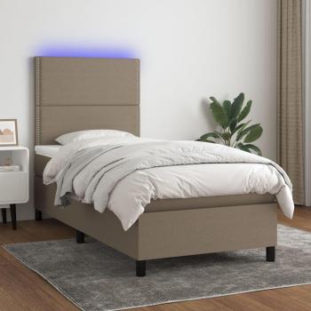 Cama blanda con colchón y luces LED Tortoria 100x200cm Tela Gris Taupe