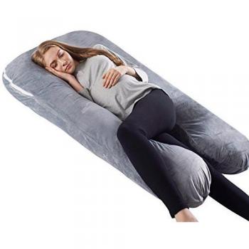 QUEEN ROSE Almohada con forma de U, Almohada de embarazo y maternidad con funda extraíble y lavable