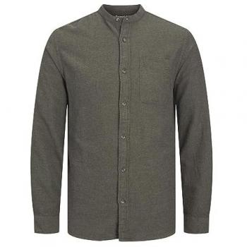 Jack & Jones Regular Fit Long Sleeve Casual Shirt with Chest Pocket - Dark Green - Size M