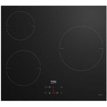 Placa de Inducción Beko HII 63400 MT - 60cm, 3 Fuegos, 5900W, Negra