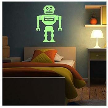 Pegatinas adhesivas fosforescente | Adhesivo luminoso niño Robot – Decoración de pared fluorescente | Adhesivo fosforescente para niños – 55 x 40 cm