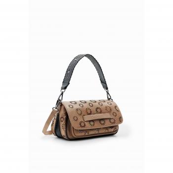 Desigual AMORINA TROMSO Women's Shoulder Bag in Brown, Beige Polyethylene Handbag, Multiple Compartments, Size: ONE SIZE