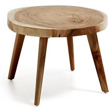 Kave Home - Mesa Auxiliar Wellcres Redonda Ø 65 cm de Madera Maciza de mungur para Interior y Exterior