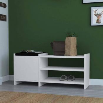 Zapatero Logan con asiento en color Blanco 100x44x35 cm
