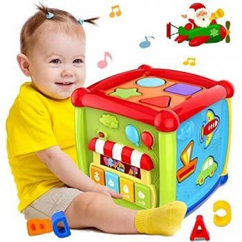 6 en 1 Cubo de Actividad Multiusos Juguetes para Bebés 12-18 Mes Juguetes para Bebés 6 12 Mes Clasificador de Forma de Color Musical Regalo para 1 2 3 años Niños Niñas Navidad cumpleaños
