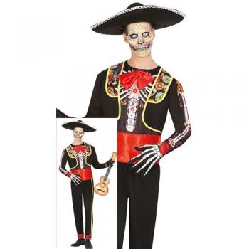 Disfraz de Esqueleto de Mariachi para Hombre - Traje del Día de los Muertos Mexicano - Disfraces de Halloween Talla S