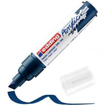 edding 5000 marcador acrílico de trazo grueso - azul oscuro - 1 rotulador acrílico resistente al agua - punta biselada ancha 5-10 mm - pintura acrílica para lienzo, papel kraft, madera y piedra