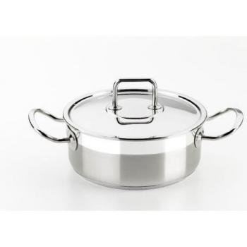 BRA Profesional Cacerola con Tapa de Acero Inoxidable, 18/10, Gris, 24 cm