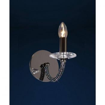 Aplique de pared Elena con interruptor 1 bombilla cromo negro y cristal