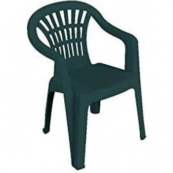 Silla Respaldo Bajo Resina Monobloc Color Verde Modelo Lyra