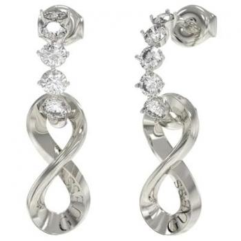 Pendientes para mujer Guess Endless Dream JUBE03271JWRHTU - Acero inoxidable 90% y cristal 10%, acabado de rodio