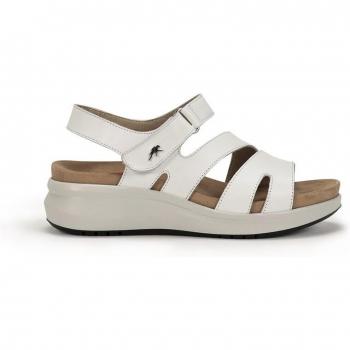 Sandalias de mujer en piel con diseño abierto y cierre de velcro