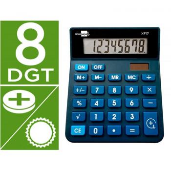Calculadora Liderpapel Sobremesa XF17 8 Dígitos Solar y Pilas Color Azul 127x105x24 mm