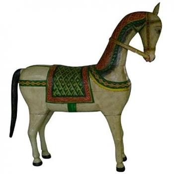 Caballo de Madera Maciza Pintado Biscottini L34xPR20xH210 cm